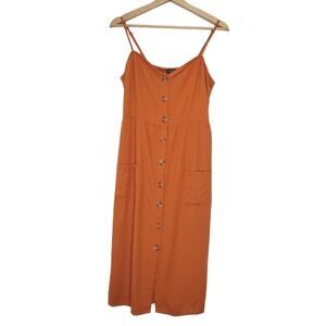 Cotton On | Linen Blend Full Button Front Dress with Pockets